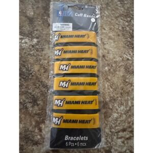 NBA Miami Heat Cuff Bands Rubber Bracelets 6 Pack Yellow Fan Gear DesignWare NEW